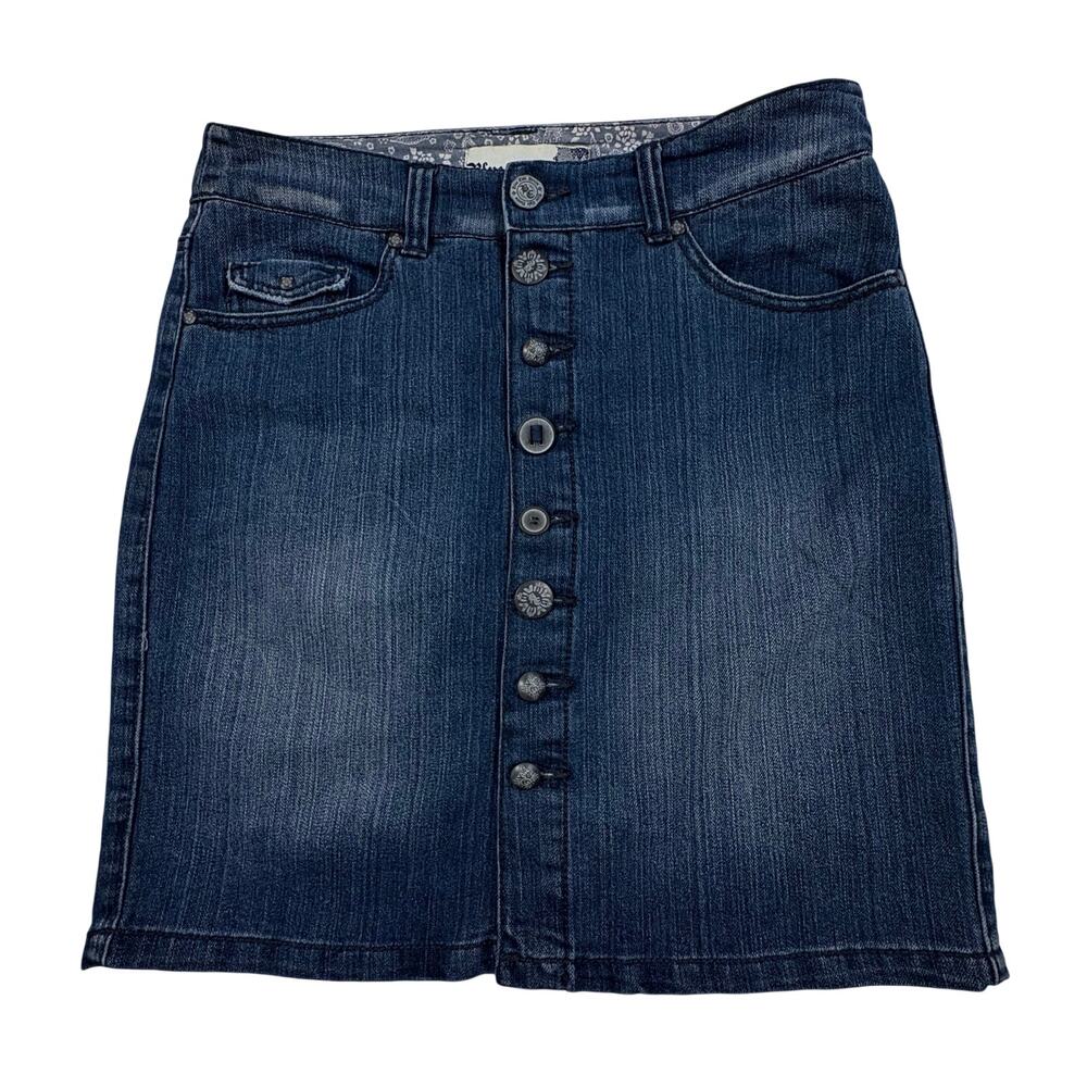 Blue Epic High Rise Denim Mini Skirt Women’s 6 Blue Button Front Y2K
